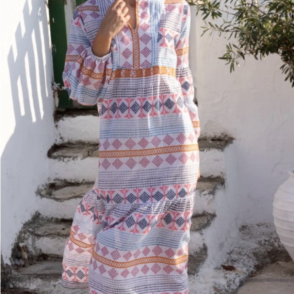 Tuckernuck Oliphant Multicolor Geometric Long Sleeve Dress
